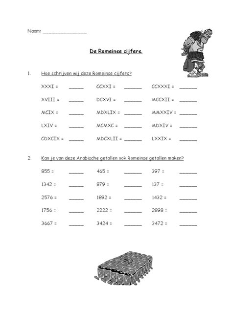 romeinse cijfers oefeningen.